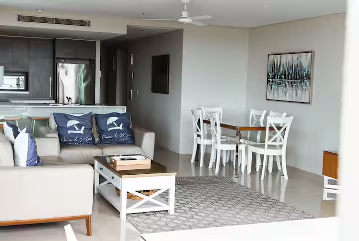 Living room and ocean outlook at Casa d' Mar, absolute beachfront at Kirra Beach, Coolangatta — photo 8 of 8